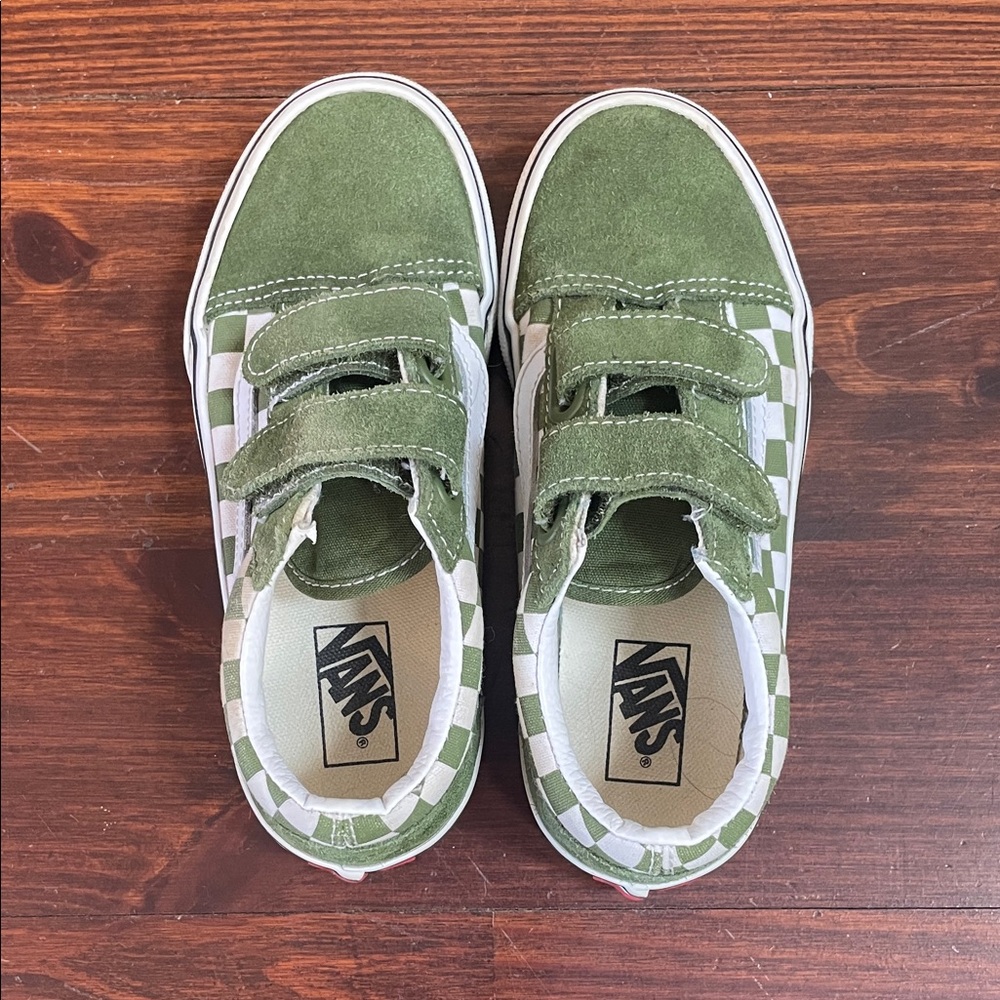 Big Kids Old Skool V Checkerboard Shoe Green